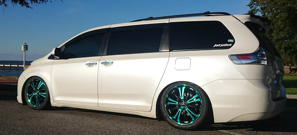 The Original HD Wheels Spinout Teal and Black Colors in 16, 17, 18, & 20 Inch Custom Wheel Rims Tiffany Blue Toyota Sienna