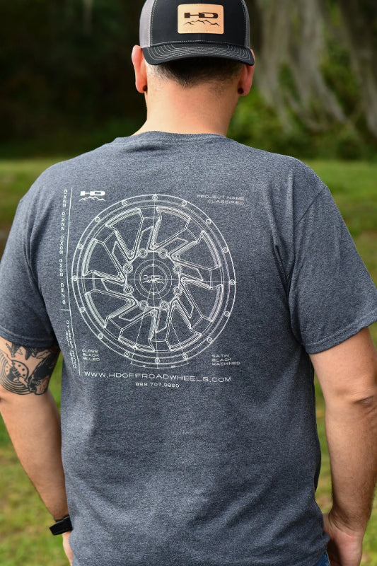 HPD Wheels Small Official HD Off-Road Wheels SAW T-Shirt Heather Grey w Pocket