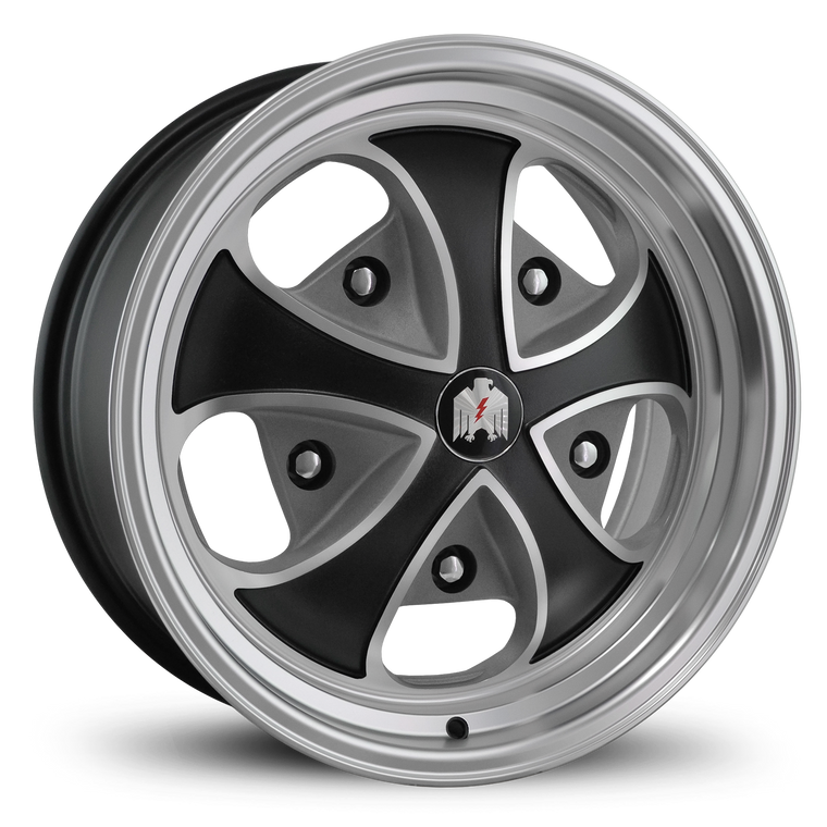 Klassik Rader Classic Car Wheels 15x5.5 | 5x205 | et20mm | 4.1 in | 153.6mm Klassik Rader Falcon Wheels | Satin Black w Raw Windows