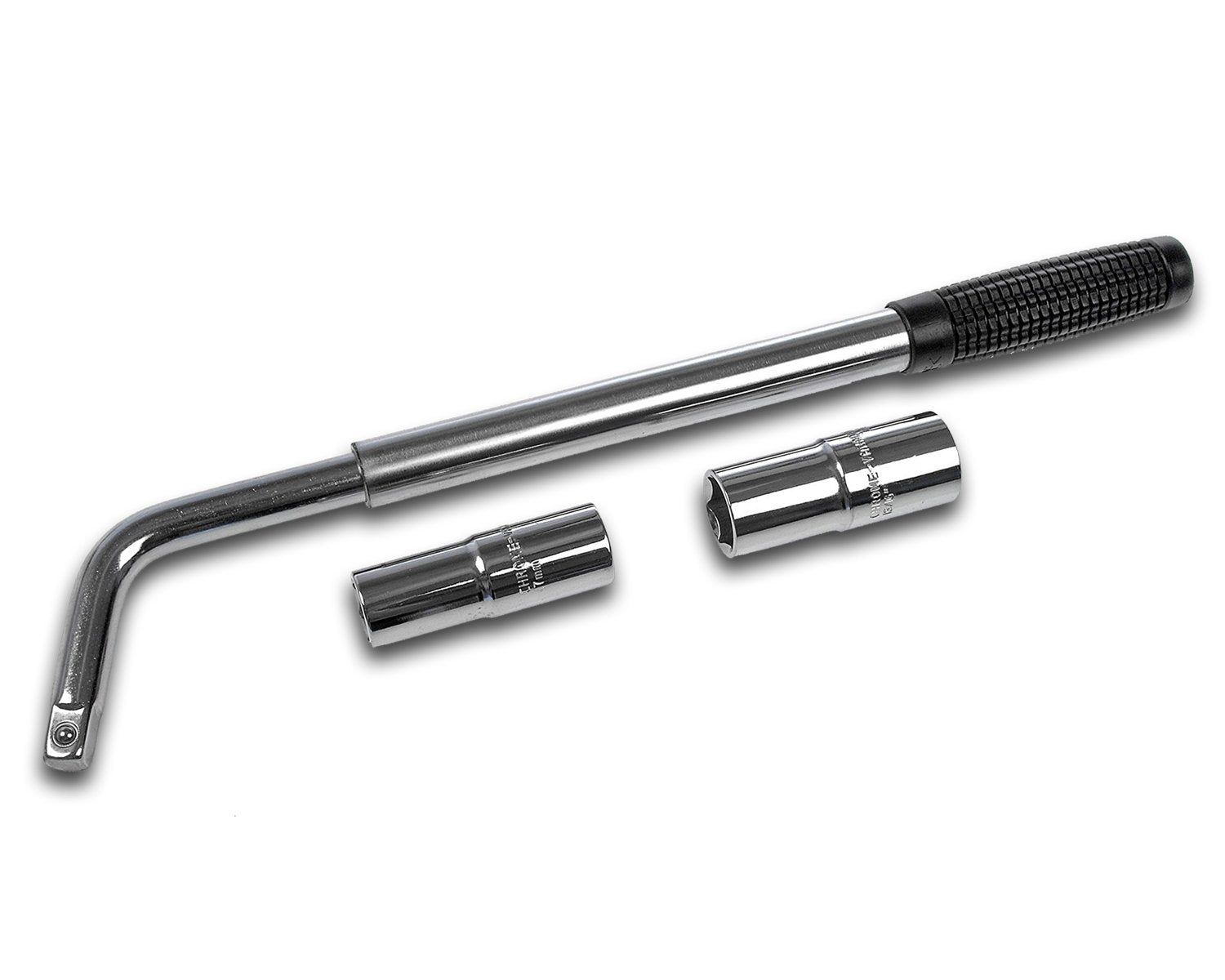 Socket Bar Tool Chrome Steel Extending Power Breaker Bar with Rubber Grip & 2 Sockets ...