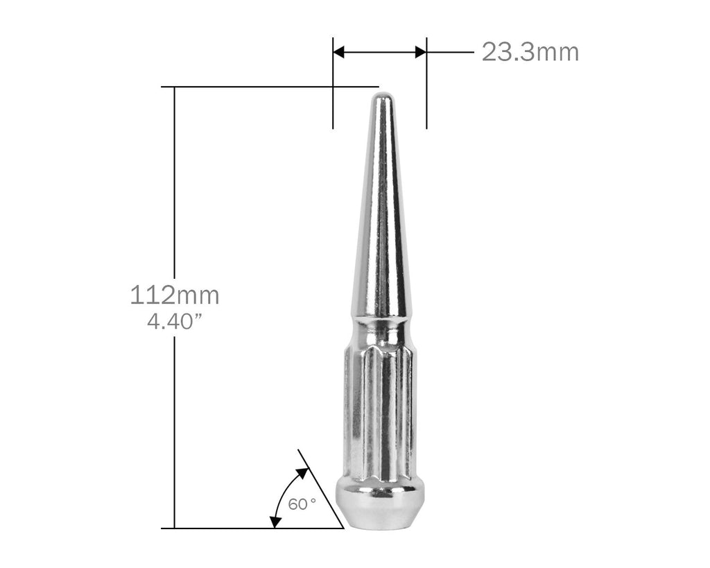 Perfectly Tight Lug Nuts Large Diameter Spiked Spline Lug Nut Kits - Chrome