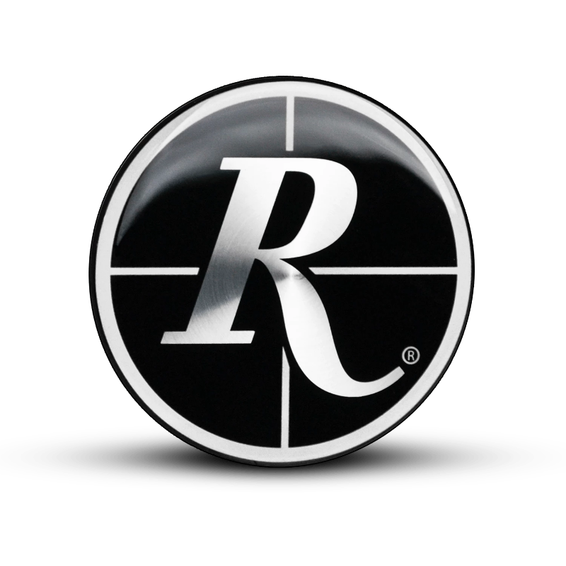 Remington Off-Road 44.5mm ( Fits ATV & GOLF Caps Only ) / MACHINED Remington Off-Road Wheels Replacement "CROSSHAIRS" Colored Logos