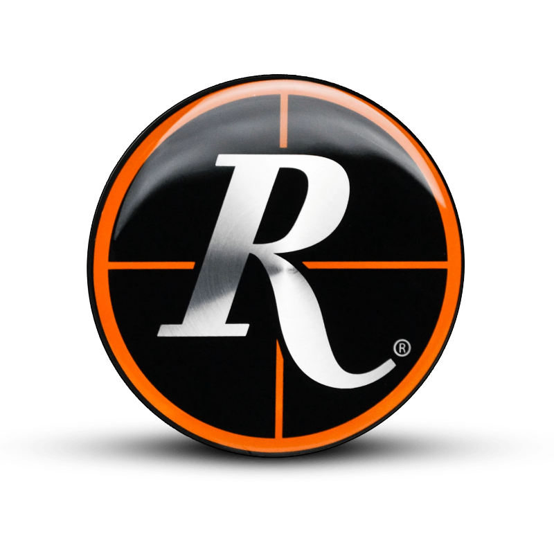 Remington Off-Road 44.5mm ( Fits ATV & GOLF Caps Only ) / ORANGE Remington Off-Road Wheels Replacement "CROSSHAIRS" Colored Logos